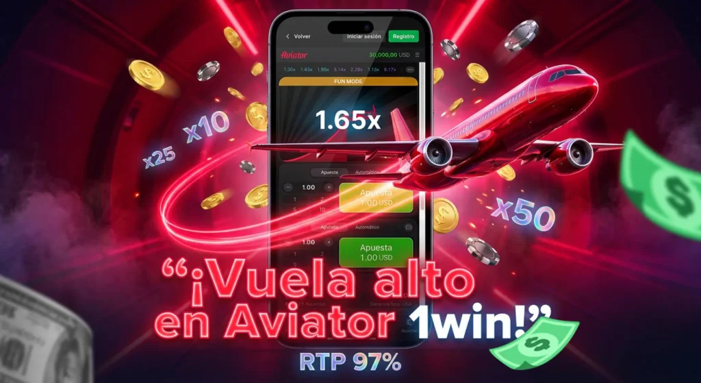 Aviator 1win: juego crash con RTP de 97%